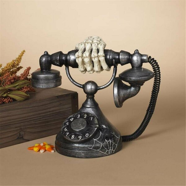 The Gerson Companies Gerson 11.3 in. Halloween Antique Telephone with Skeleton Hand Resin 9080772